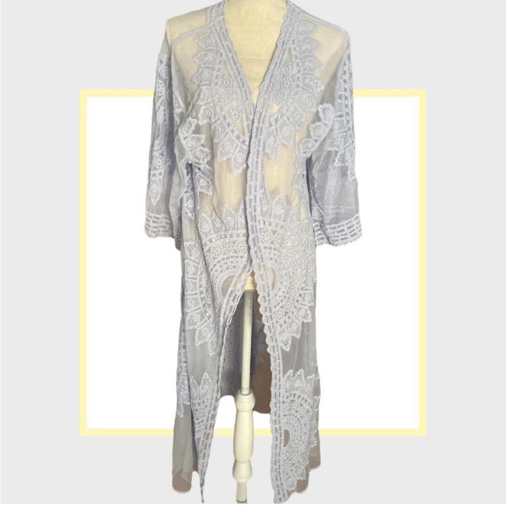 Rachel Zoe OS Pastel Lilac/ Periwinkle Open Front Long Coverup